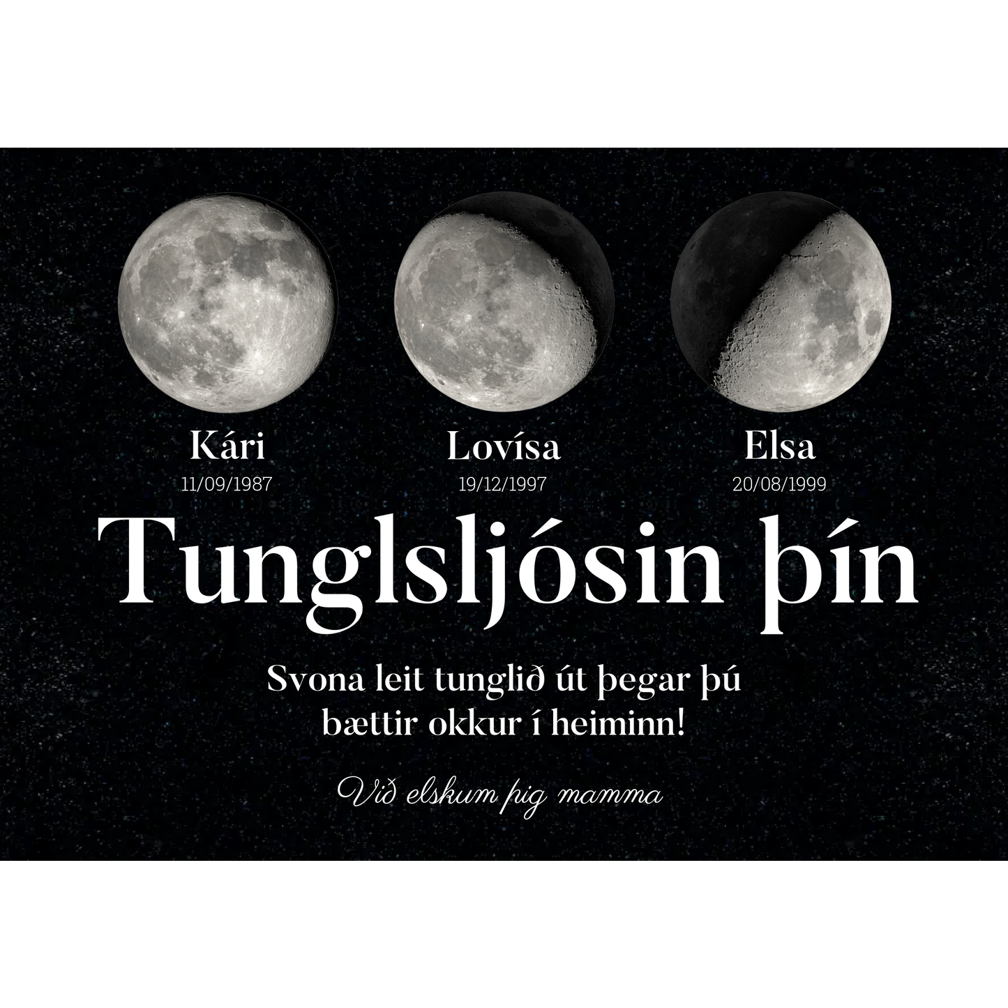 Veggmynd -  Breytileg hönnun - Tunglið - Útgáfa 3