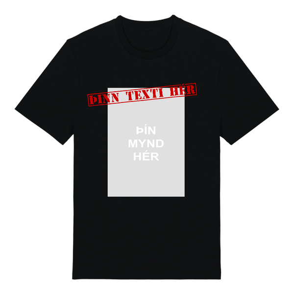 Mynd með stimpil texta