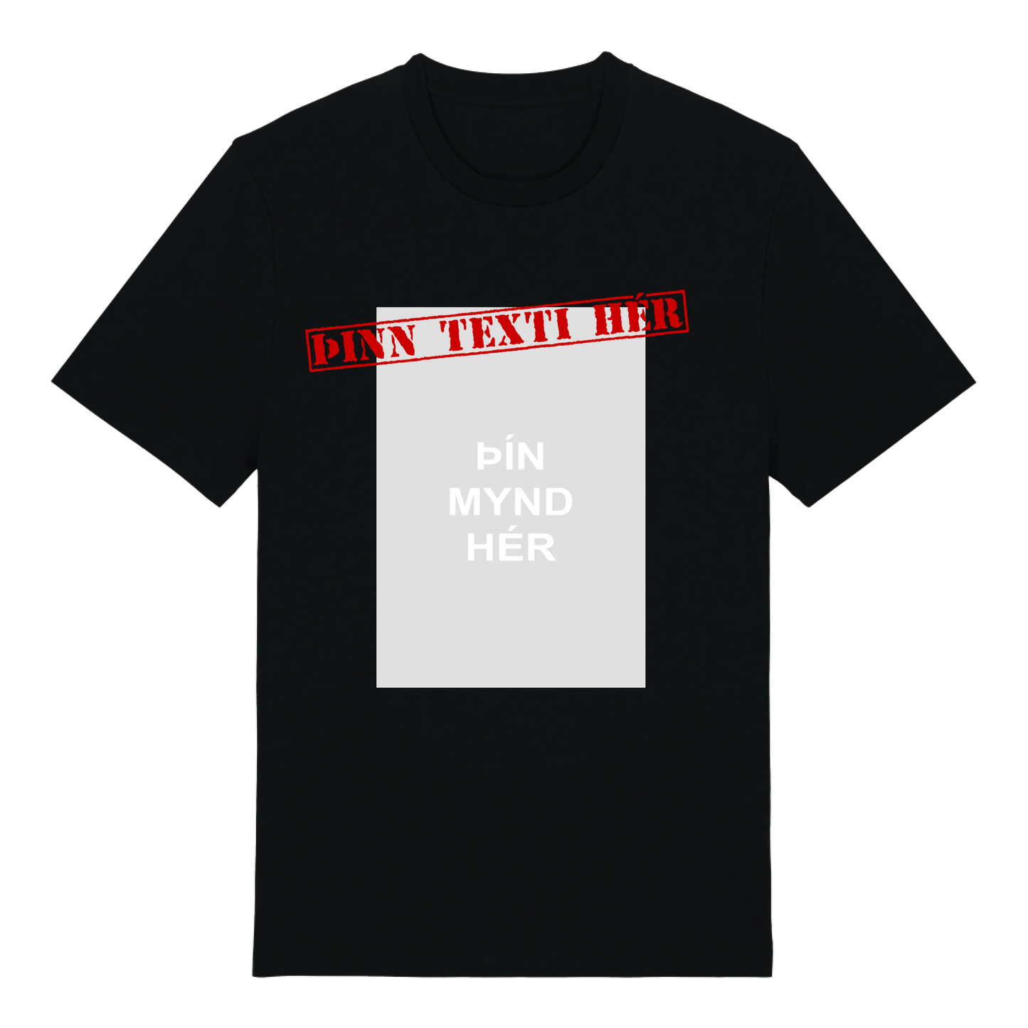 Mynd með stimpil texta