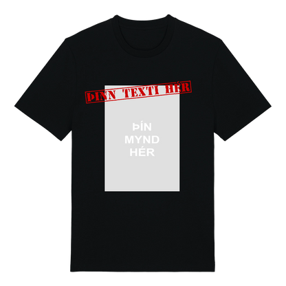 Mynd með stimpil texta