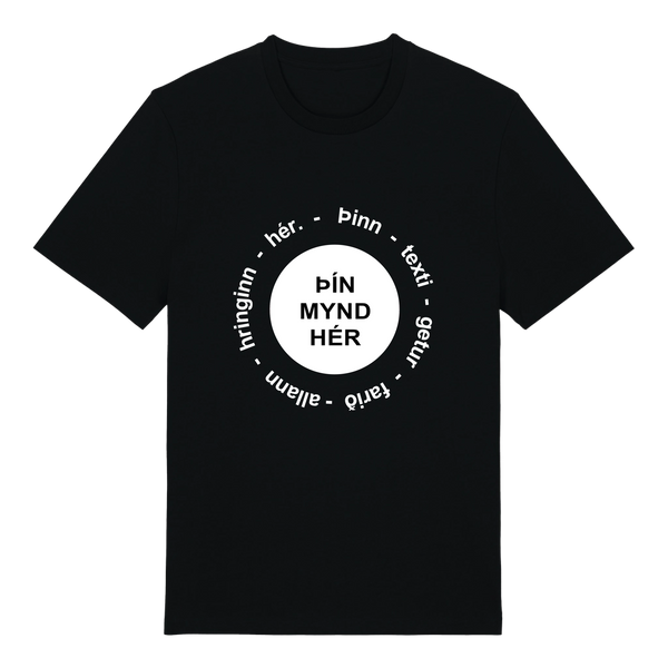 Mynd í formi með hringlaga texta