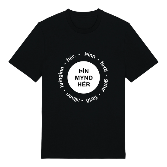 Mynd í formi með hringlaga texta