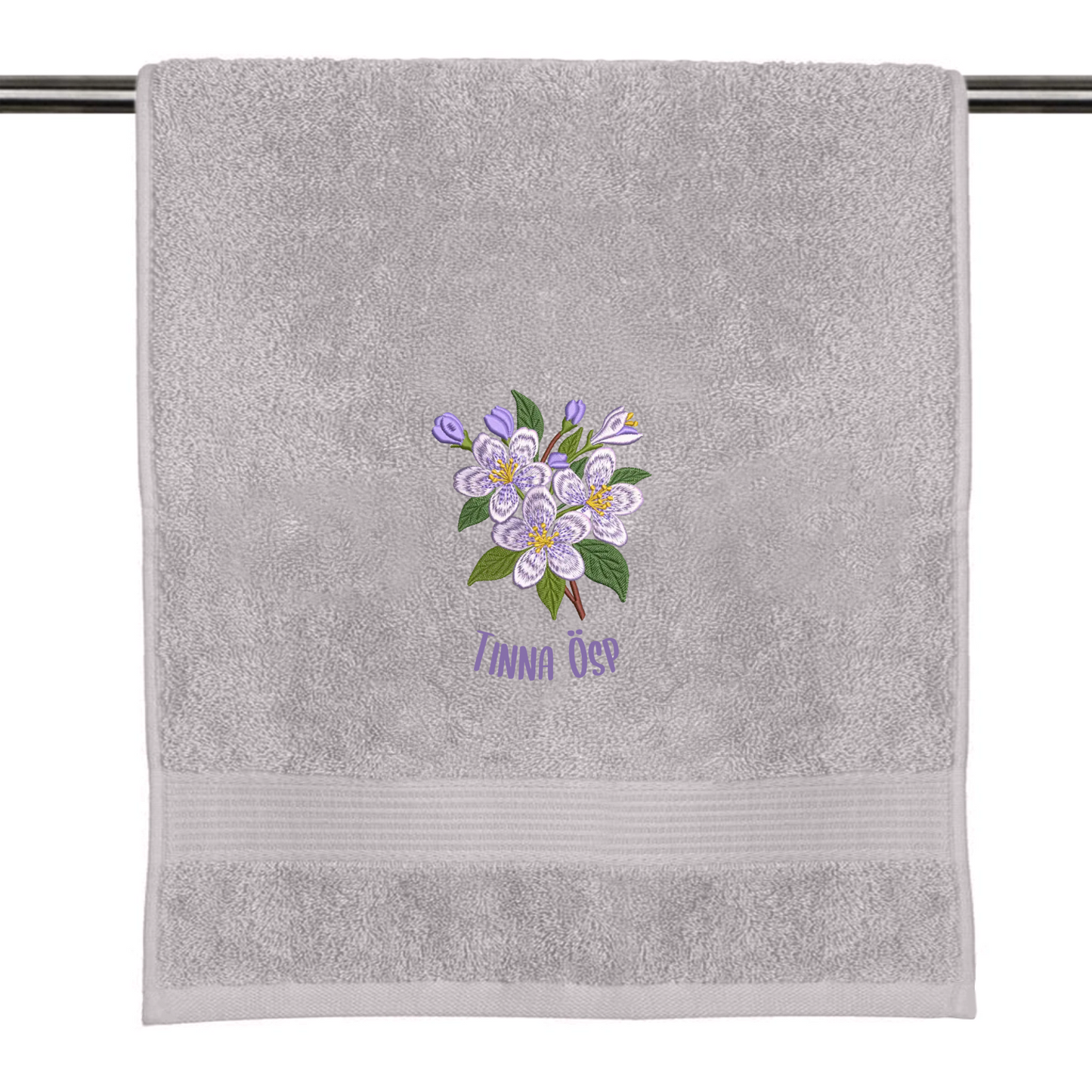 Your name with flower decor on towel