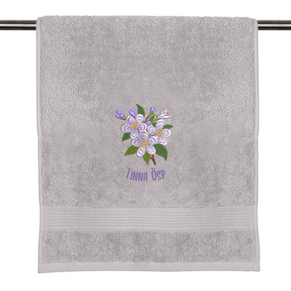 Your name with flower decor on towel