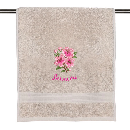 Your name with flower decor on towel