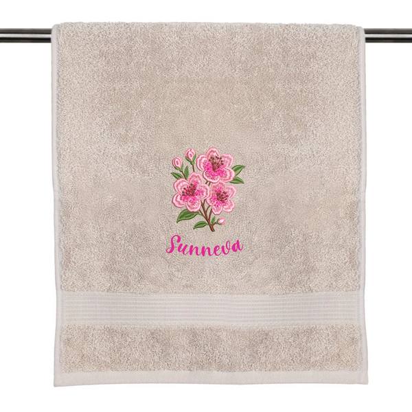 Your name with flower decor on towel
