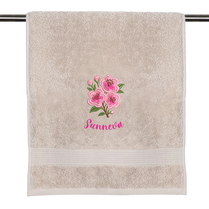 Your name with flower decor on towel