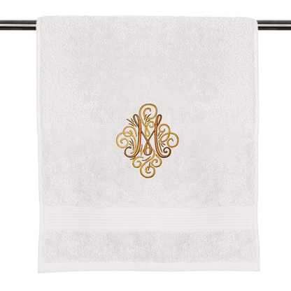 Decorated letter on towel