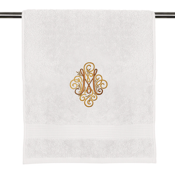 Decorated letter on towel
