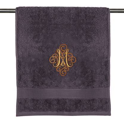 Decorated letter on towel