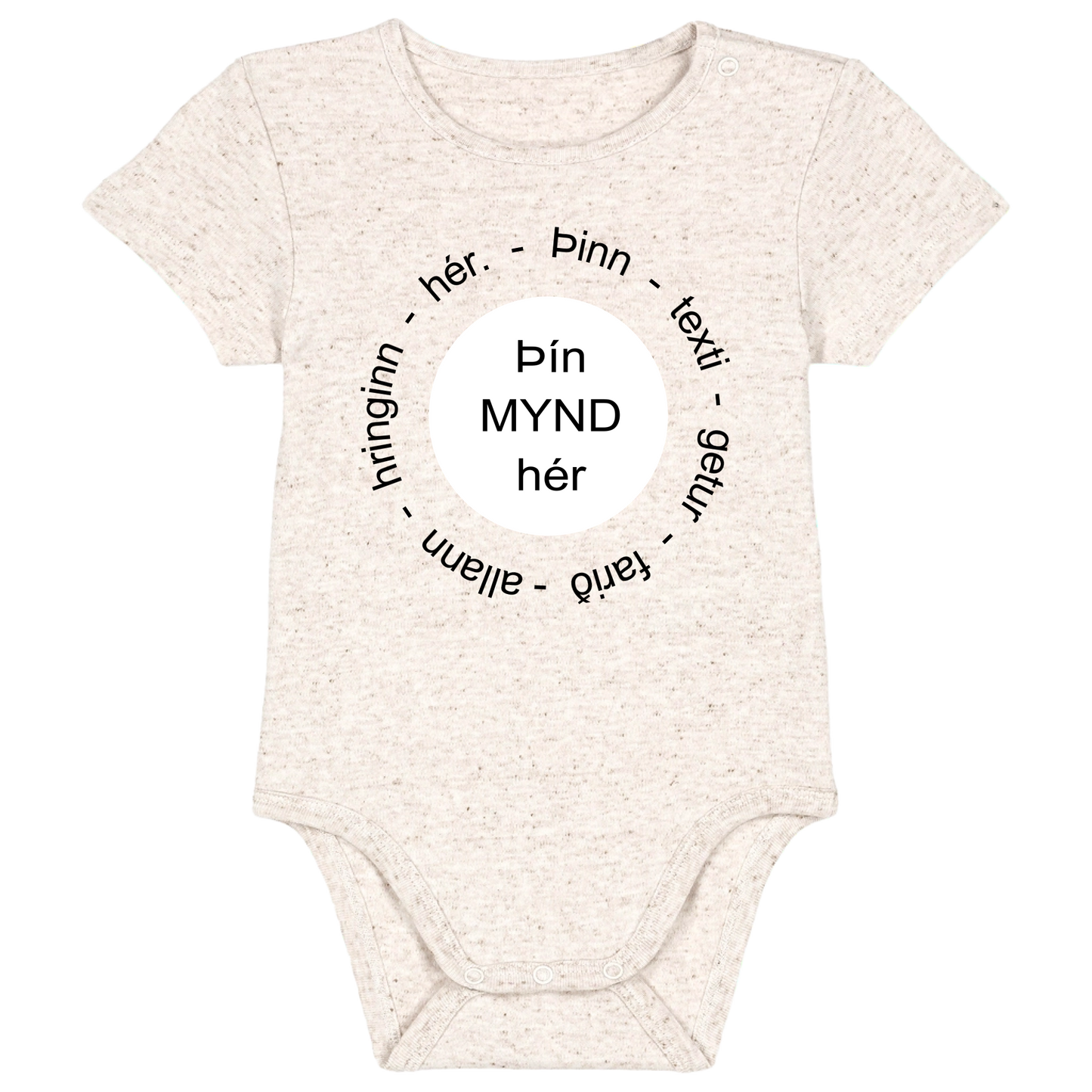 Baby bodysuit - Changeable design - Image in a shape with circular text