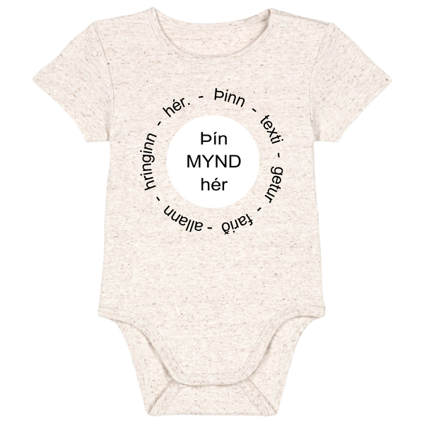 Mynd í formi með hringlaga texta