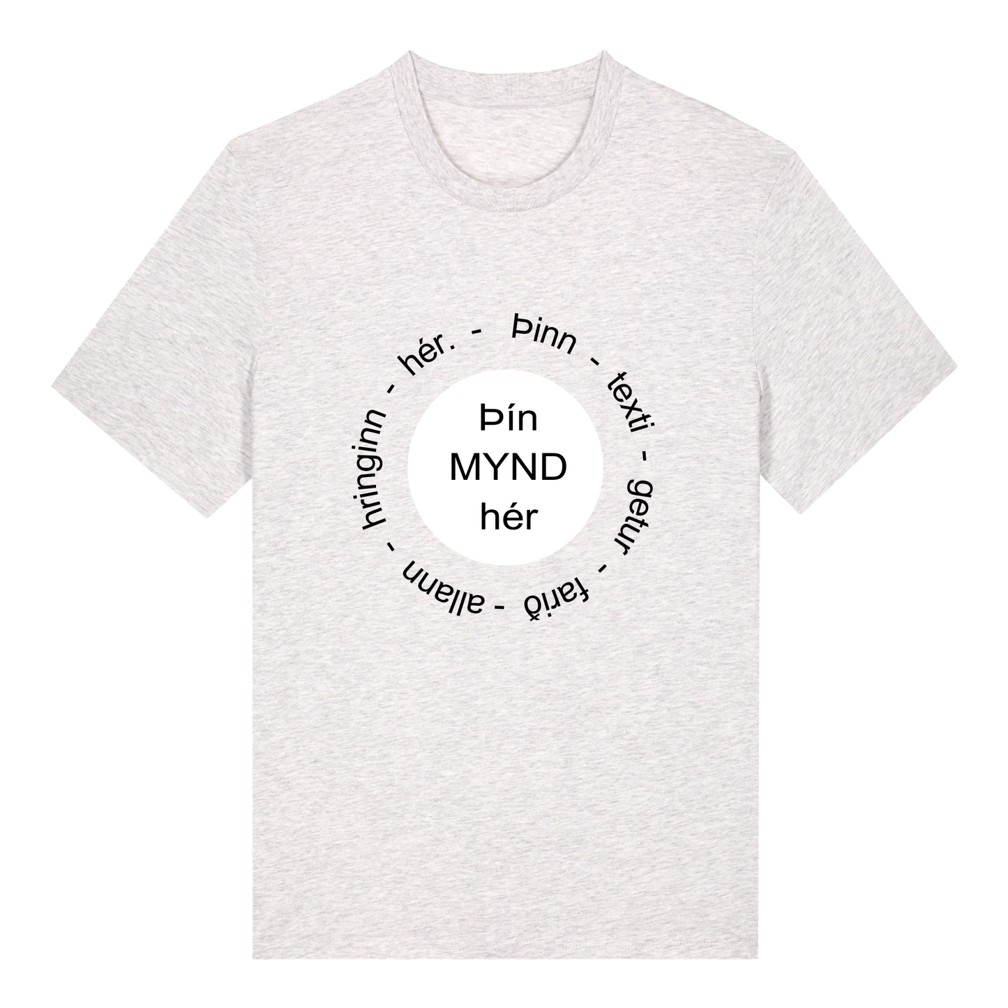 T-shirt - Changeable design - Image in a shape with circular text