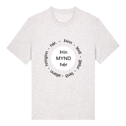 T-shirt - Changeable design - Image in a shape with circular text